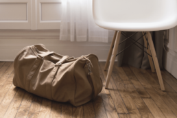 duffel bag on the floor