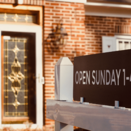 open house sign near front door